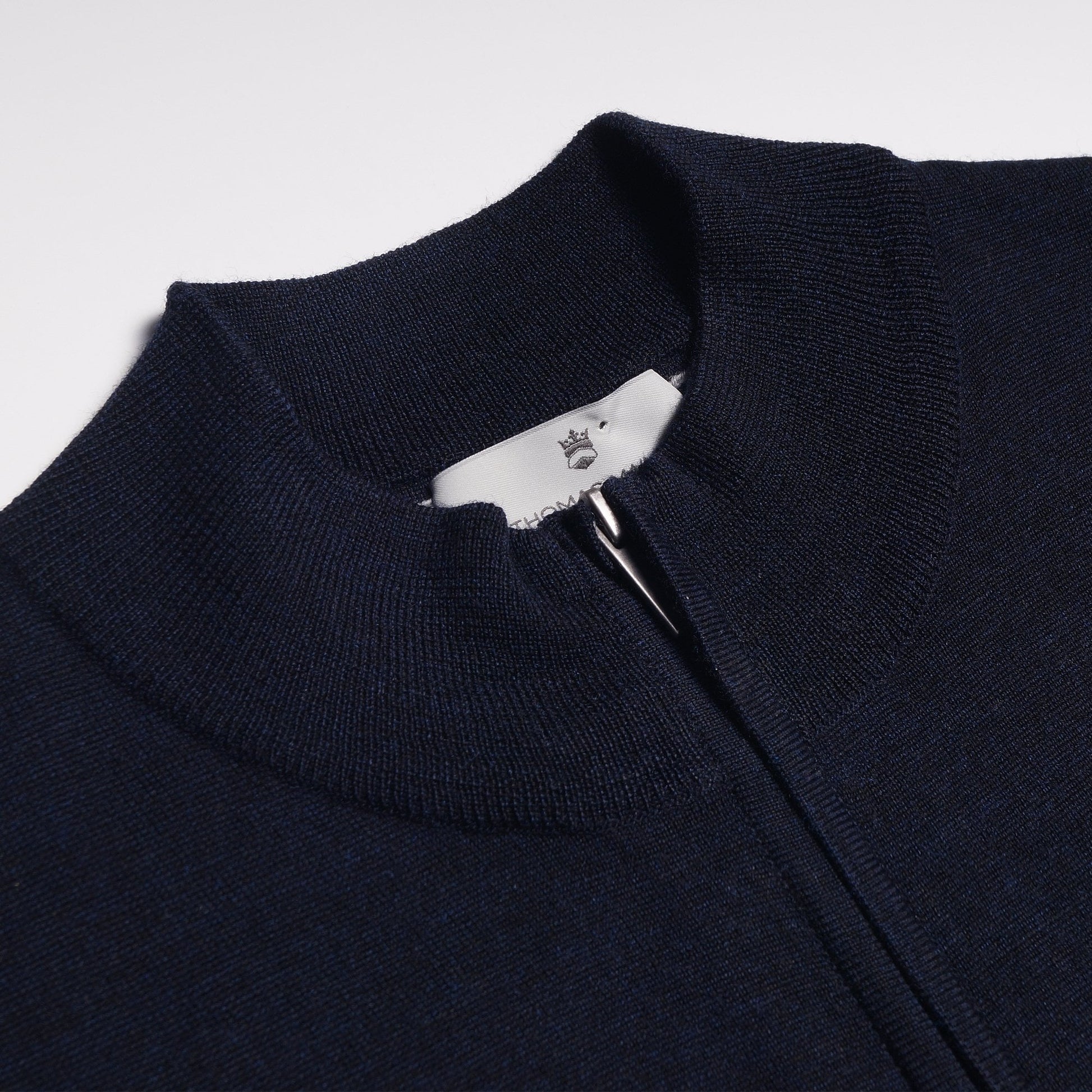 Thomas Merino Quarter Zip Knit Sweater - Navy