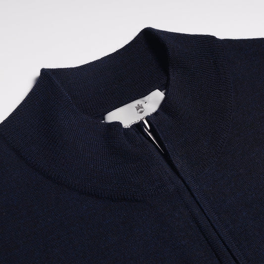 Merino Quarter Zip Knit Sweater - Navy