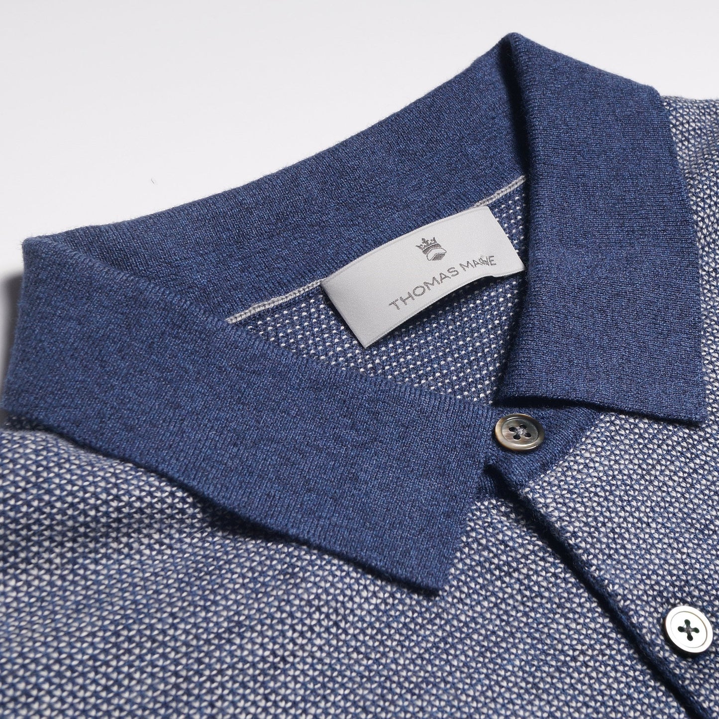 - Cashmere Blend Knitted Polo - Navy Blue