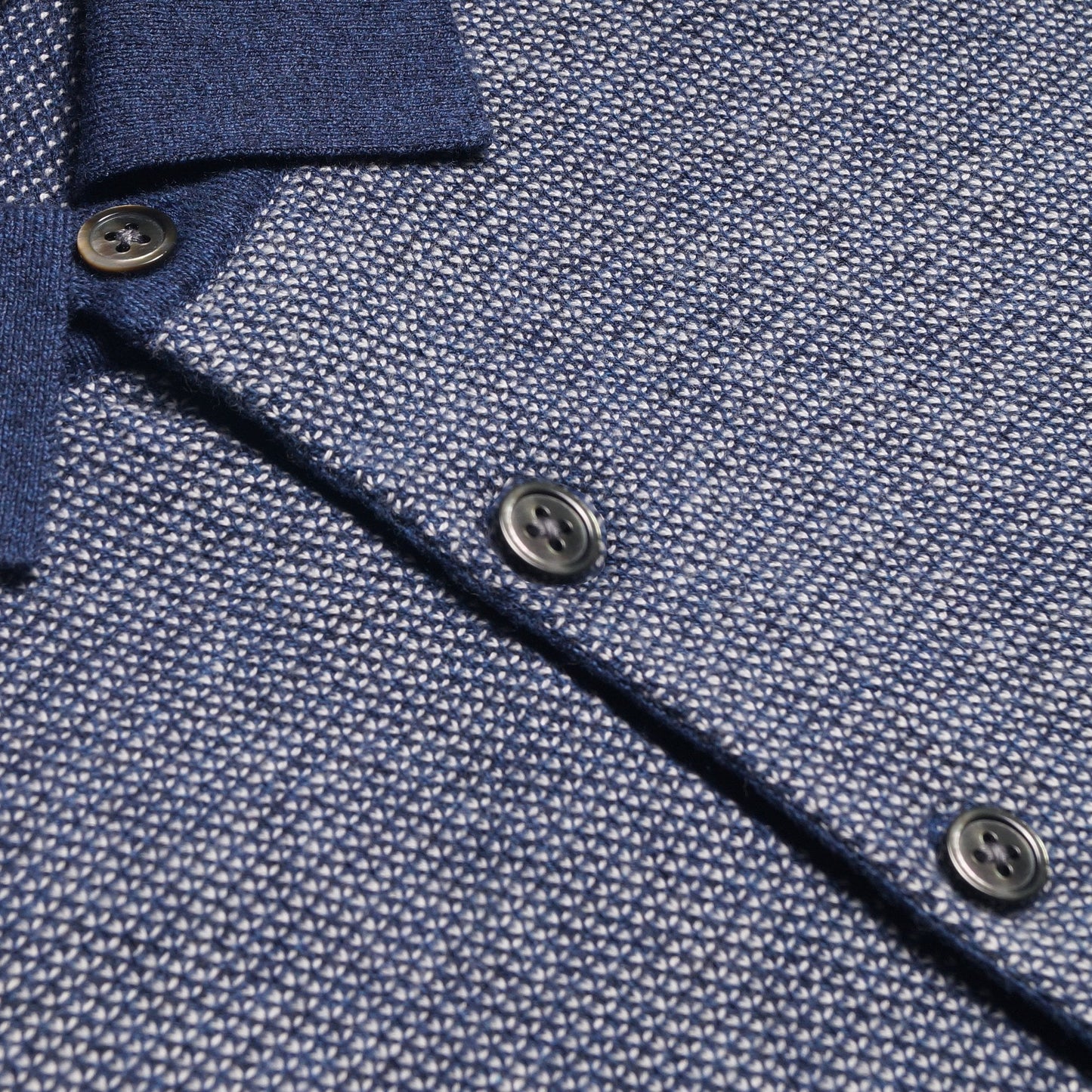 - Cashmere Blend Knitted Polo - Navy Blue