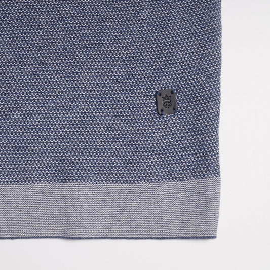 - Cashmere Blend Knitted Polo - Navy Blue