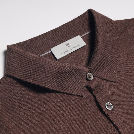 Merino Polo Shirt - Brown