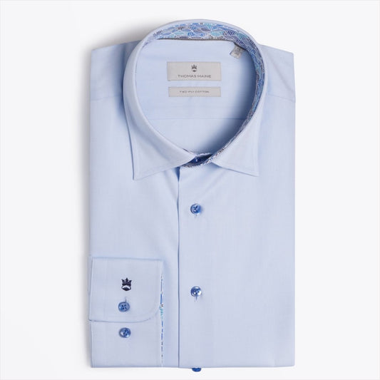 Geometric Trim Insert Shirt - Blue