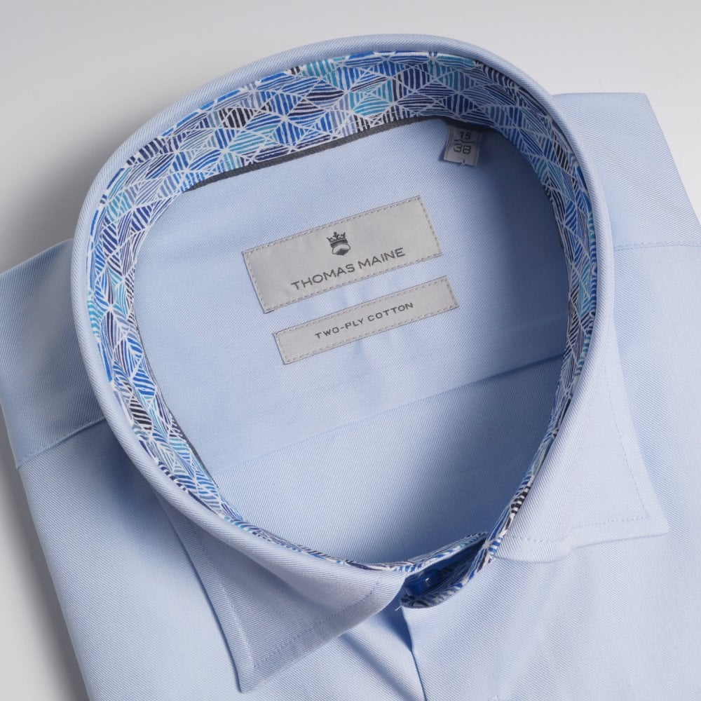 Thomas Geometric Trim Insert Shirt - Blue