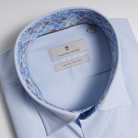 Geometric Trim Insert Shirt - Blue