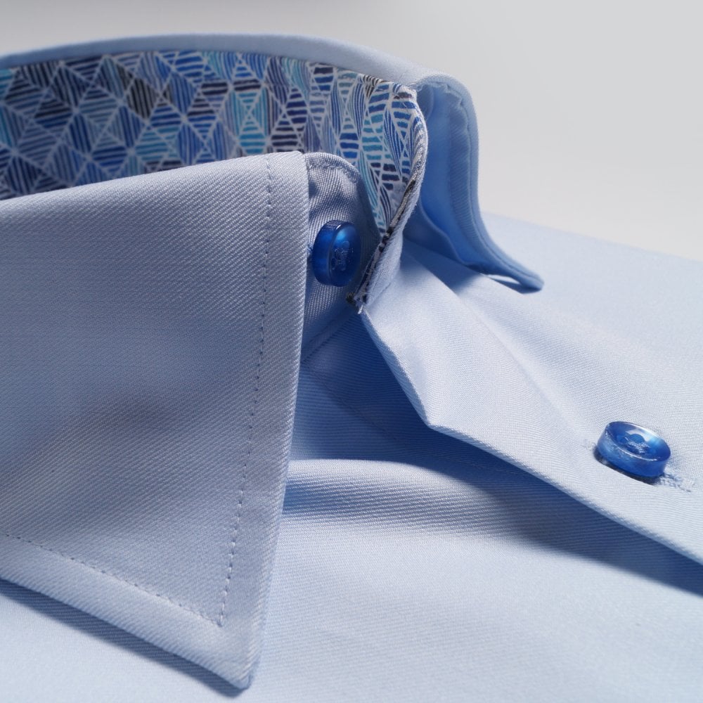 Thomas Geometric Trim Insert Shirt - Blue