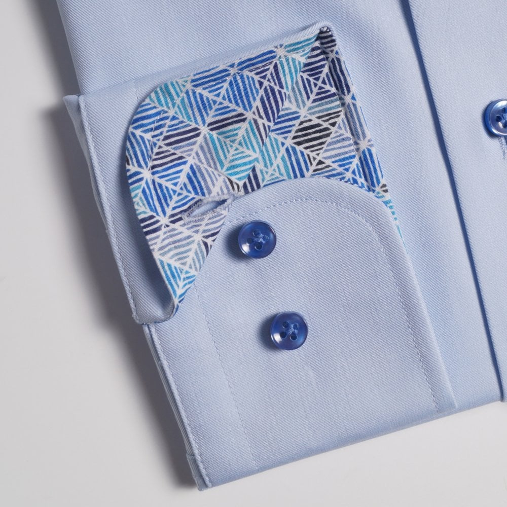 Geometric Trim Insert Shirt - Blue