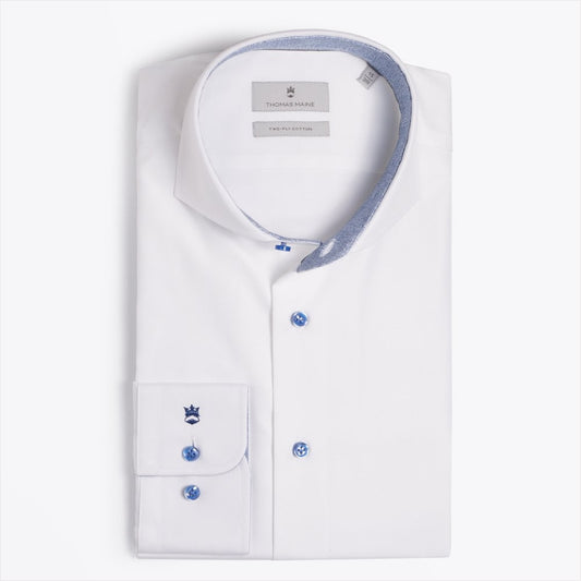- Cross-Hatch Trim Insert Shirt - White