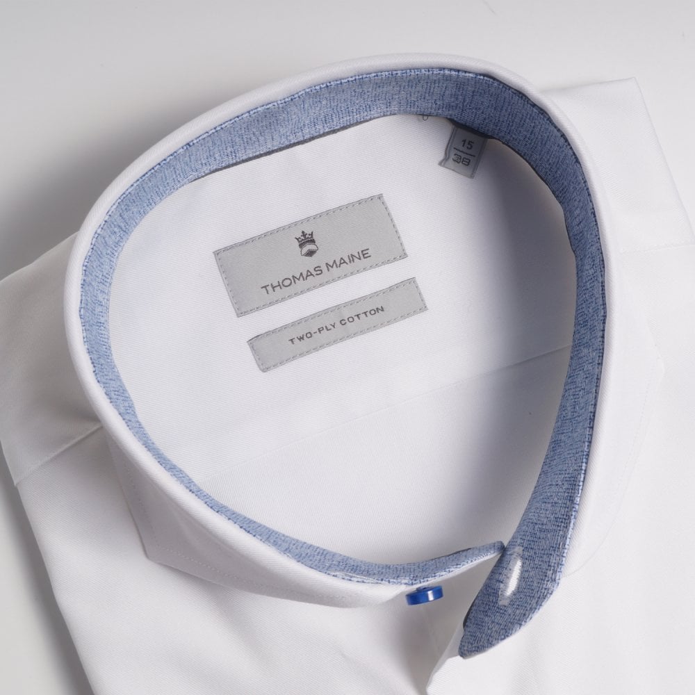 - Cross-Hatch Trim Insert Shirt - White