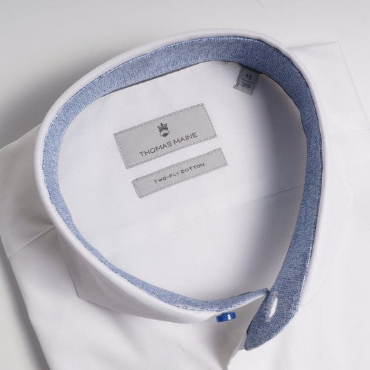 - Cross-Hatch Trim Insert Shirt - White