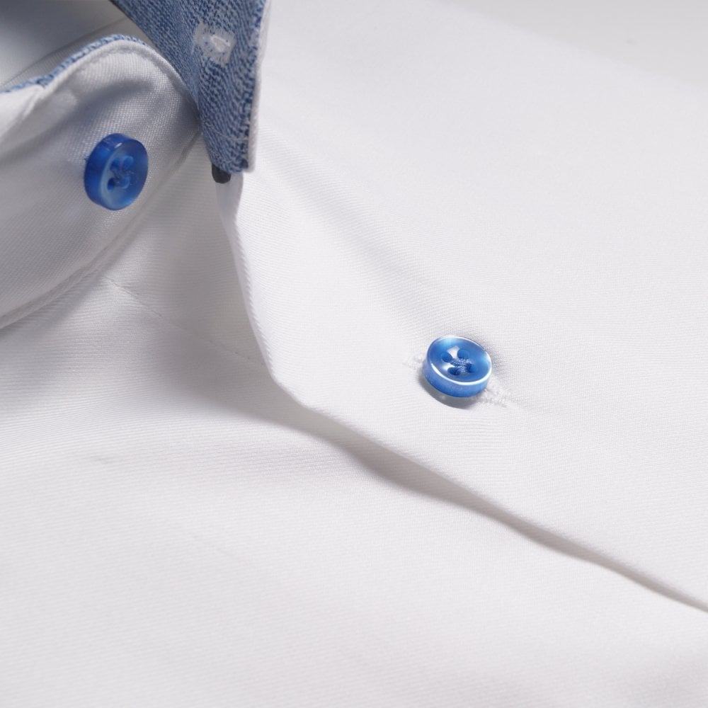 - Cross-Hatch Trim Insert Shirt - White