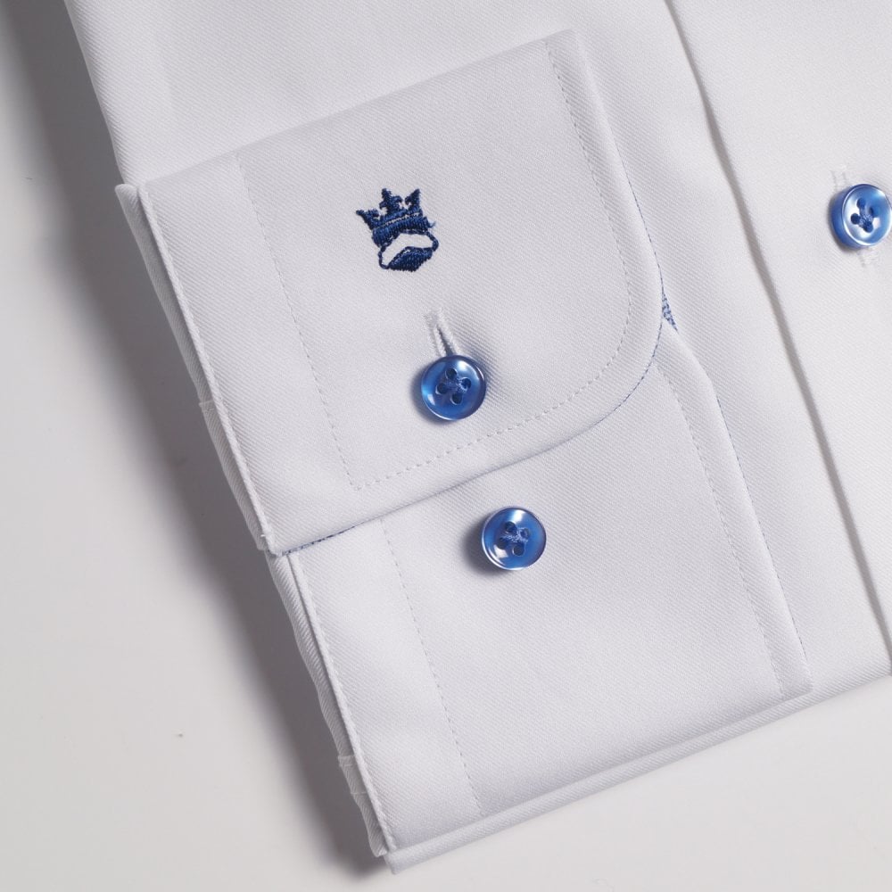 - Cross-Hatch Trim Insert Shirt - White