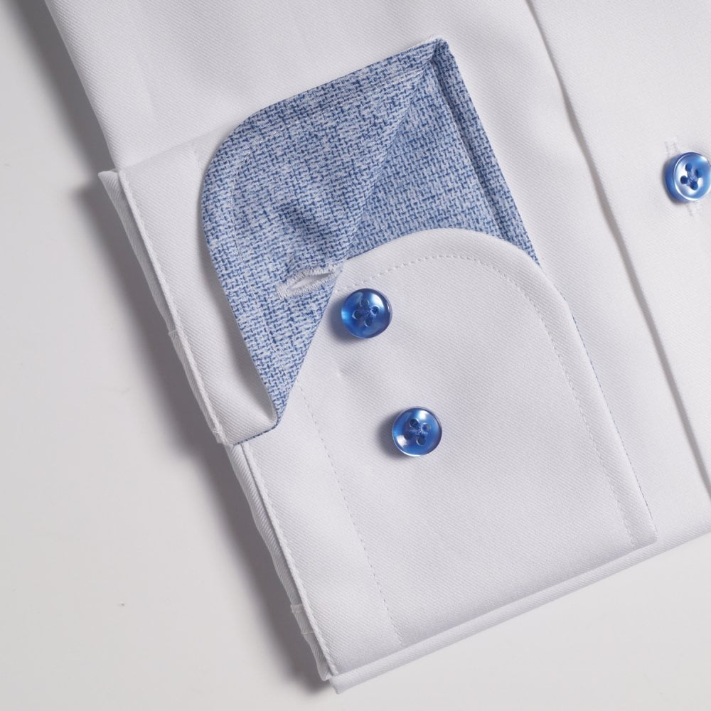 - Cross-Hatch Trim Insert Shirt - White