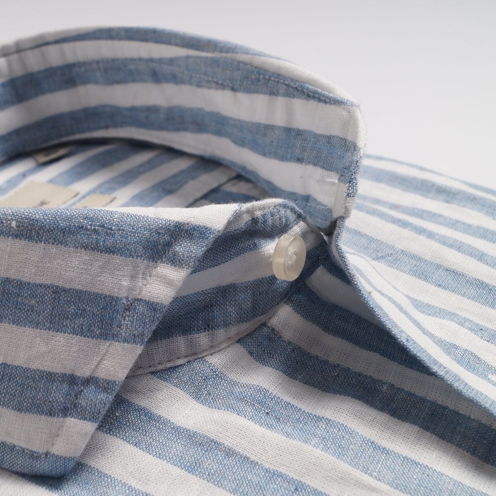 Linen Blend Stripe Shirt - Blue