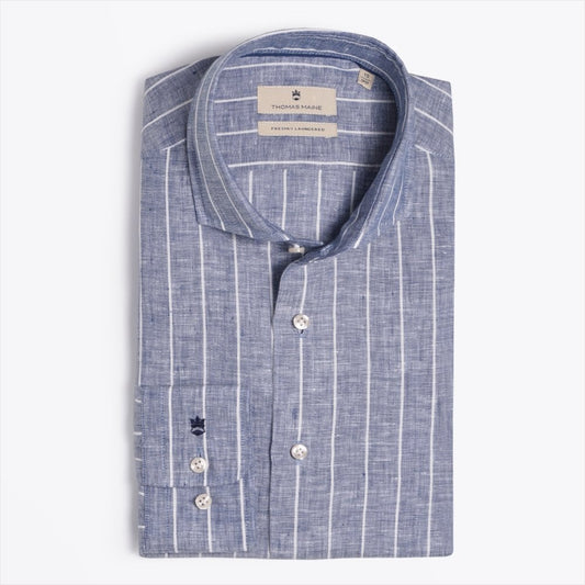 Linen Stripe Shirt - Blue