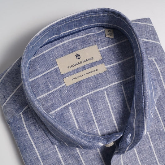 Linen Stripe Shirt - Blue