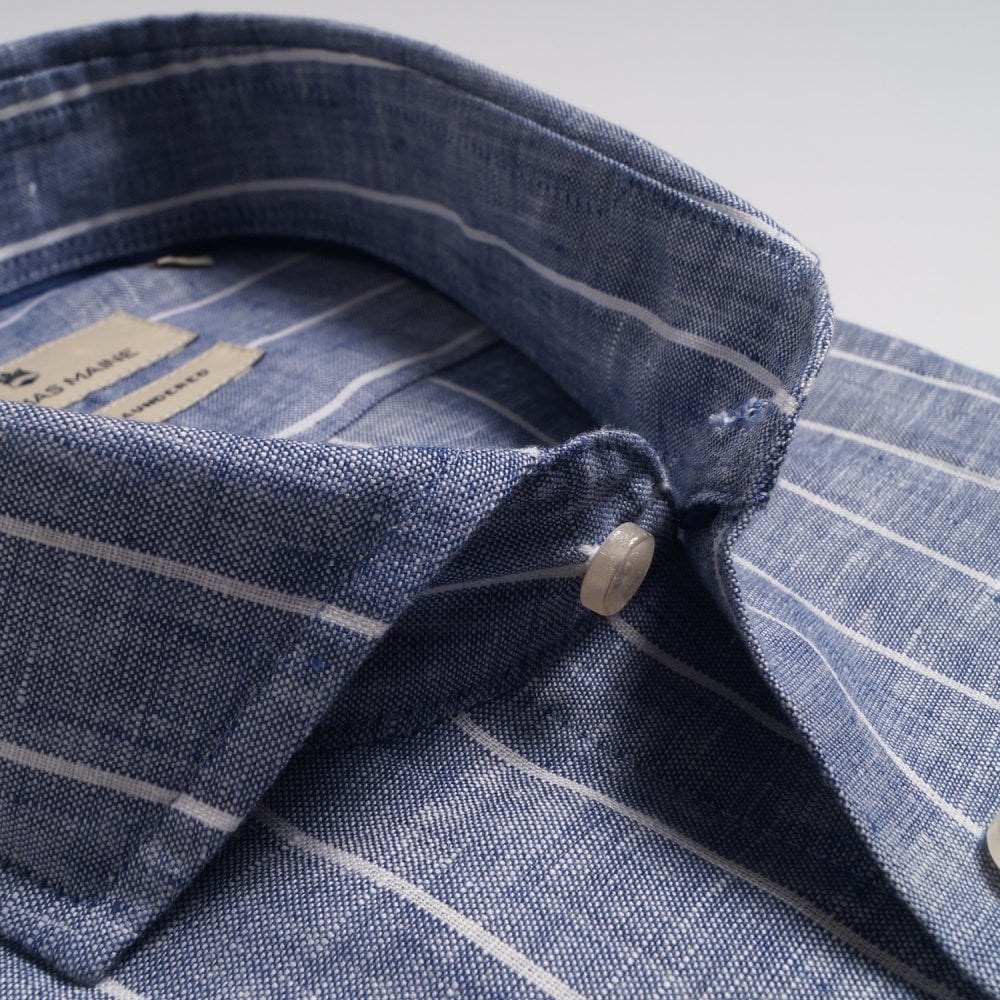 Thomas Linen Stripe Shirt - Blue