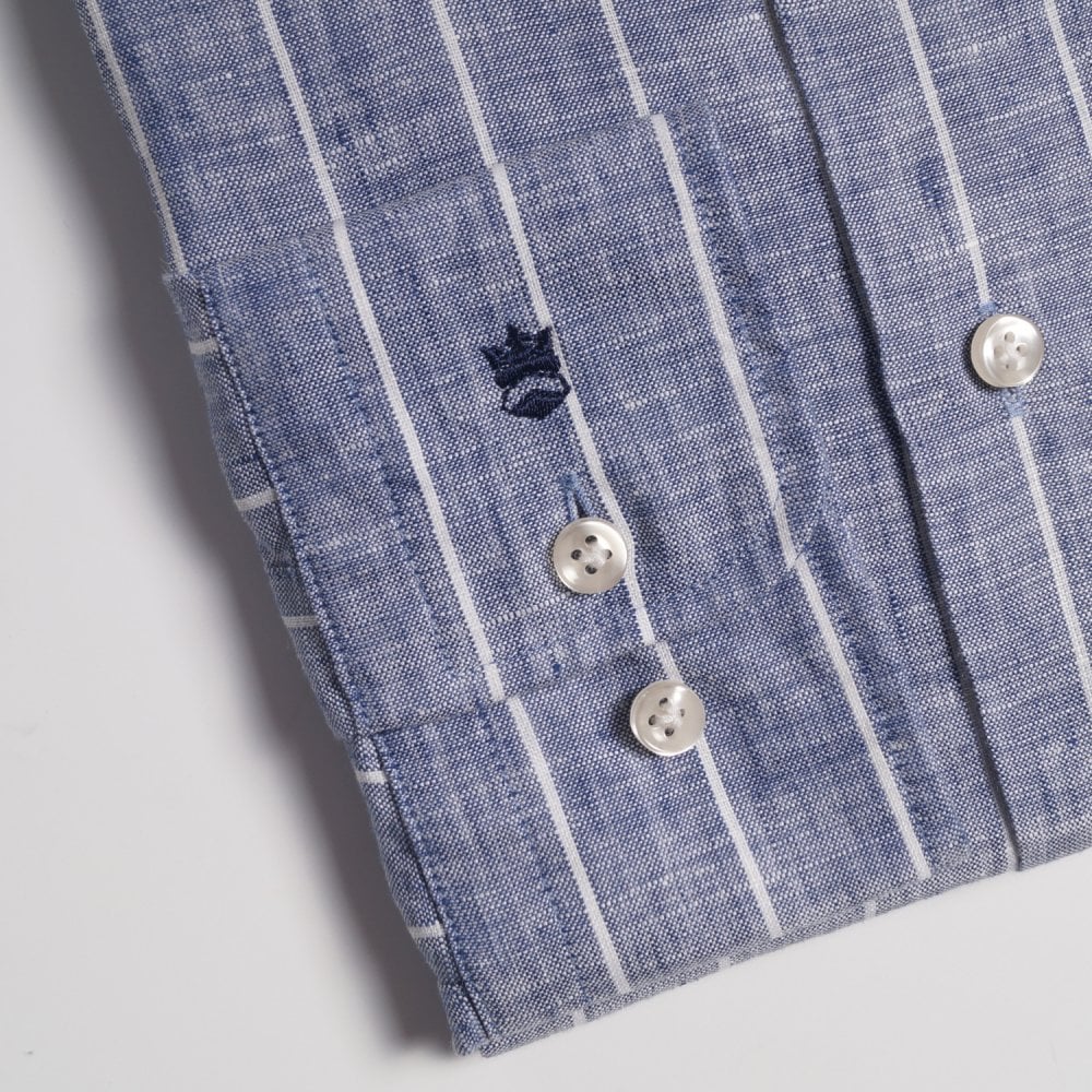 Thomas Linen Stripe Shirt - Blue