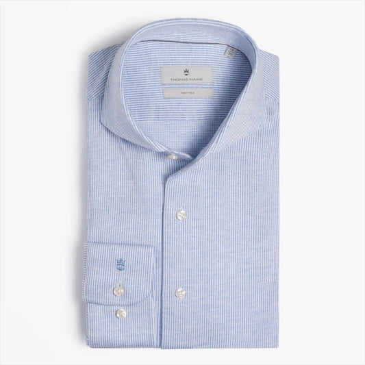 - Cotton Stripe Shirt - Blue