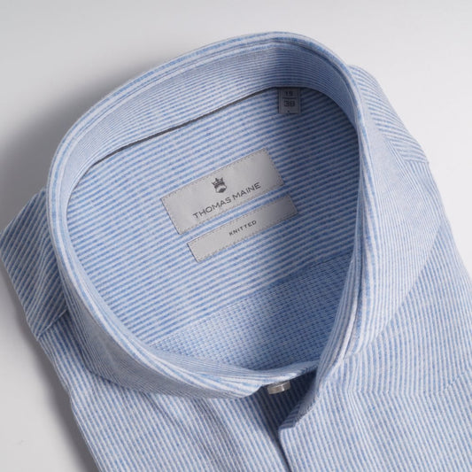 - Cotton Stripe Shirt - Blue