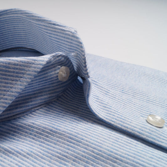 - Cotton Stripe Shirt - Blue