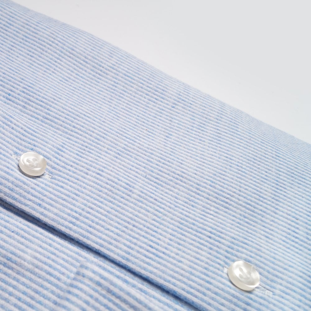 - Cotton Stripe Shirt - Blue