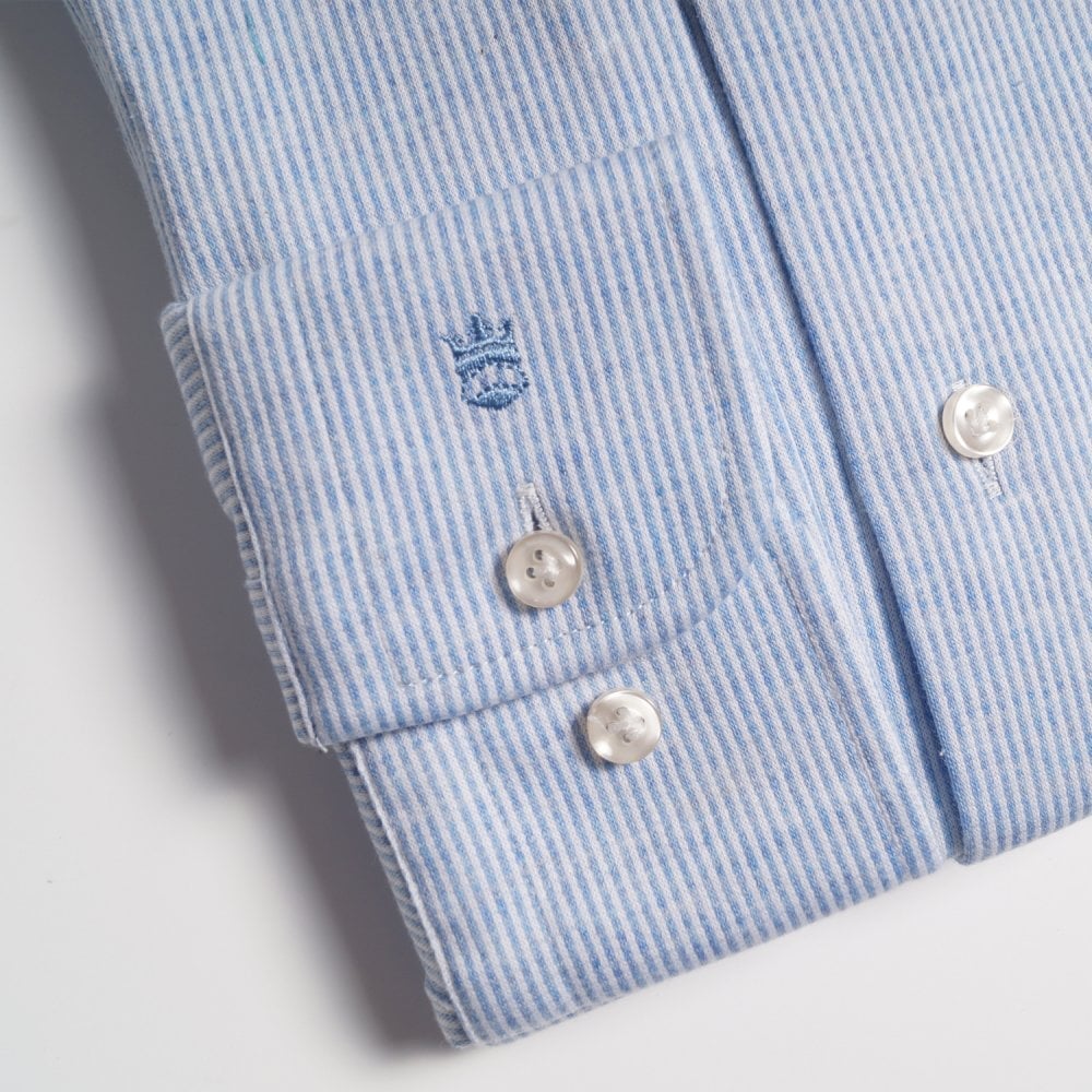 - Cotton Stripe Shirt - Blue