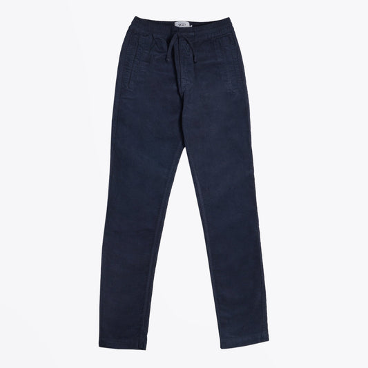 - Cotton Textured Trousers - Navy
