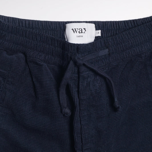 - Cotton Textured Trousers - Navy