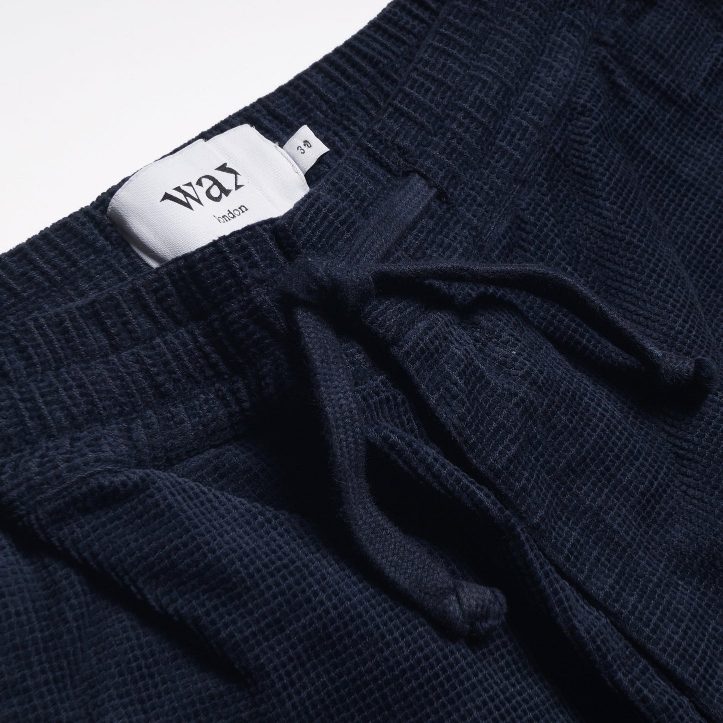 - Cotton Textured Trousers - Navy