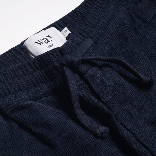 - Cotton Textured Trousers - Navy