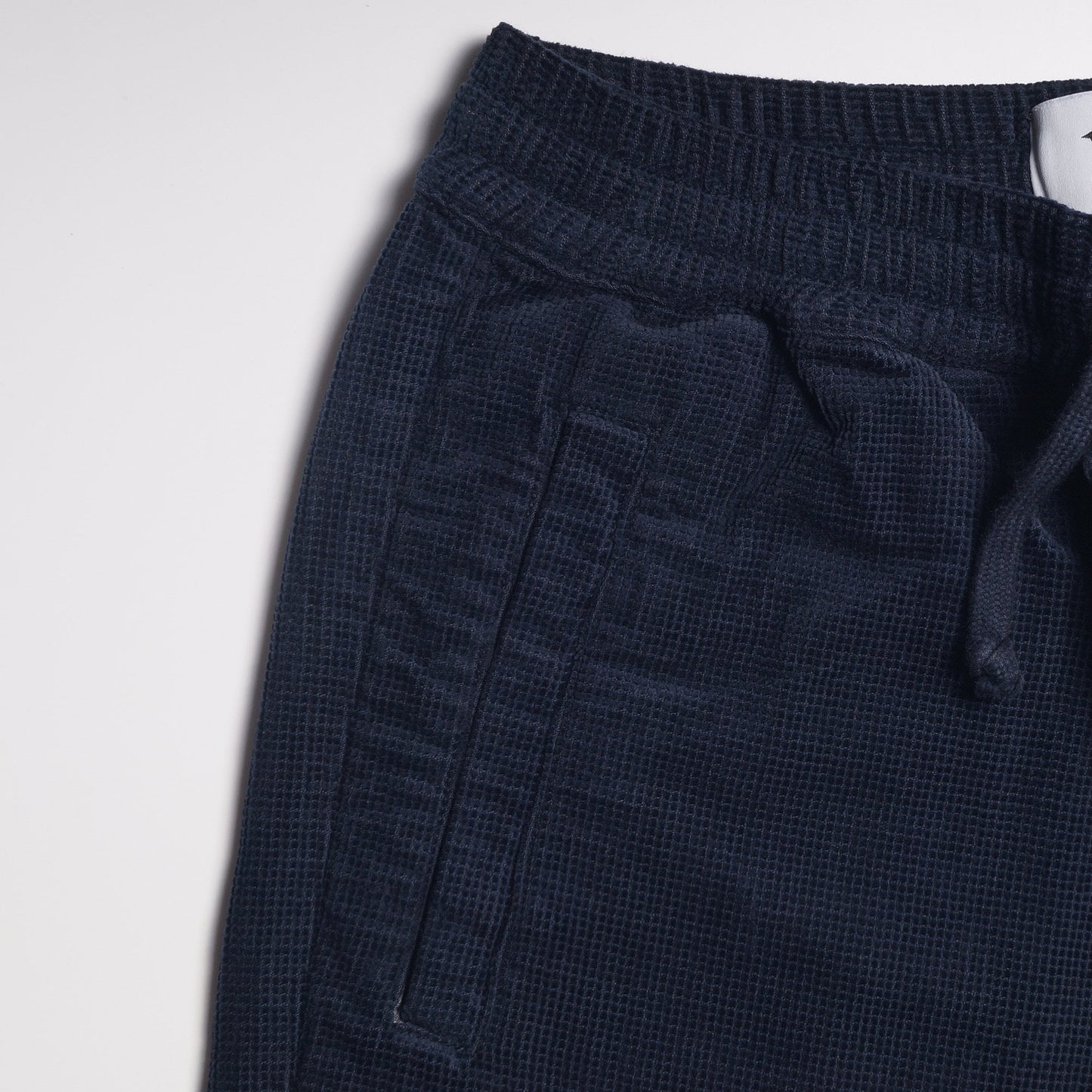 - Cotton Textured Trousers - Navy