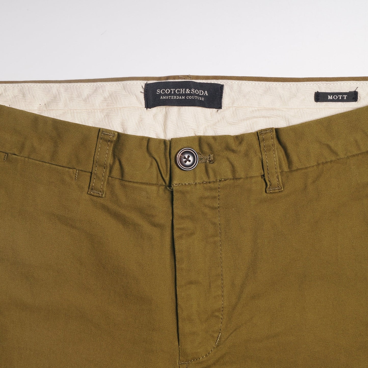 Mott - Super-Slim Twill Chino - Khaki Green
