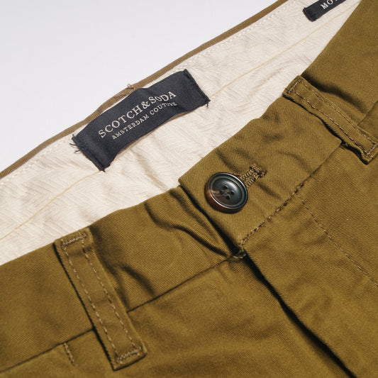 Mott - Super-Slim Twill Chino - Khaki Green