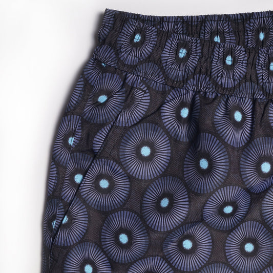 - 'Spiral Dome' Print Swim Shorts - Black/Blue