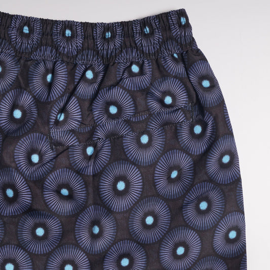 - 'Spiral Dome' Print Swim Shorts - Black/Blue