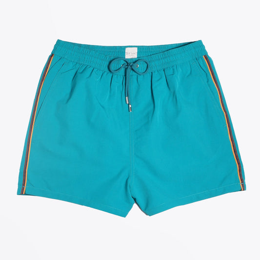 - 'Artist Stripe' Swim Shorts - Turquoise
