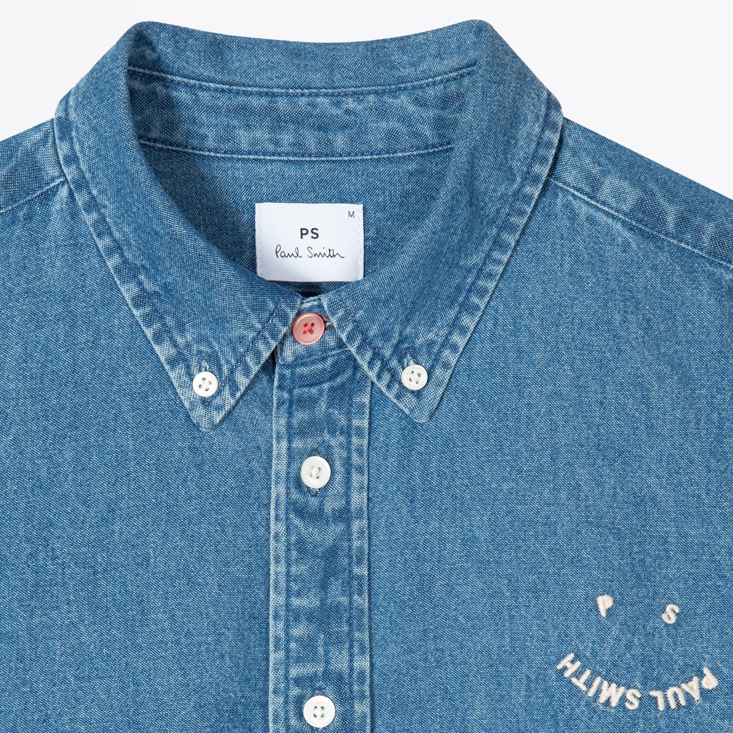 - Tailored-Fit Denim 'Happy' Shirt - Blue