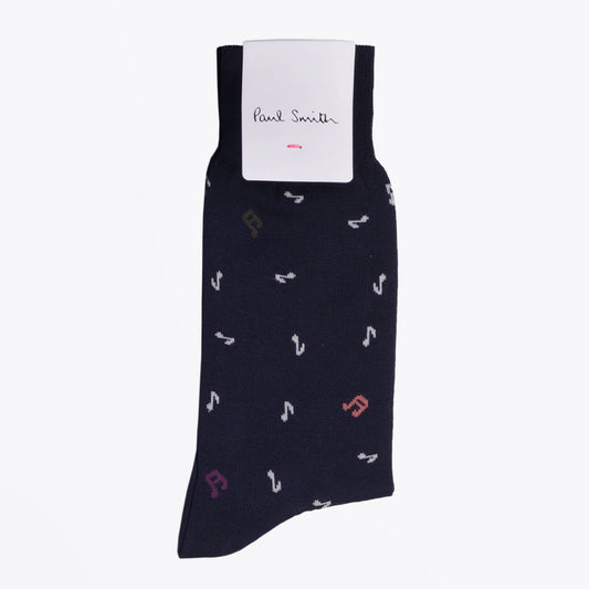 Music Notes Socks - Navy