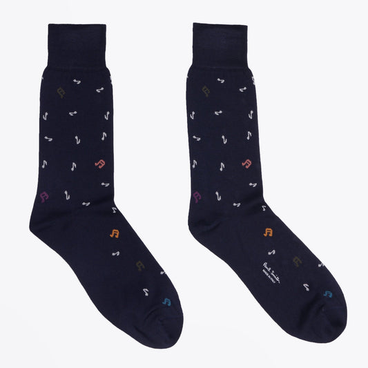 Music Notes Socks - Navy