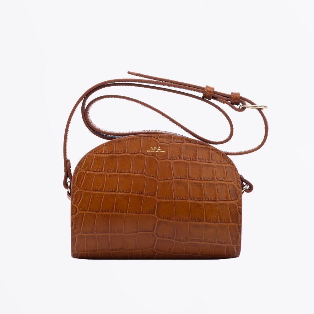 A.P.C. Half Moon Mini Bag - Crocodile Motif Caramel