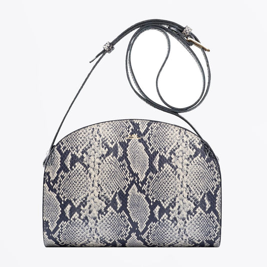 Half Moon Bag - Python Embossed Leather - Beige