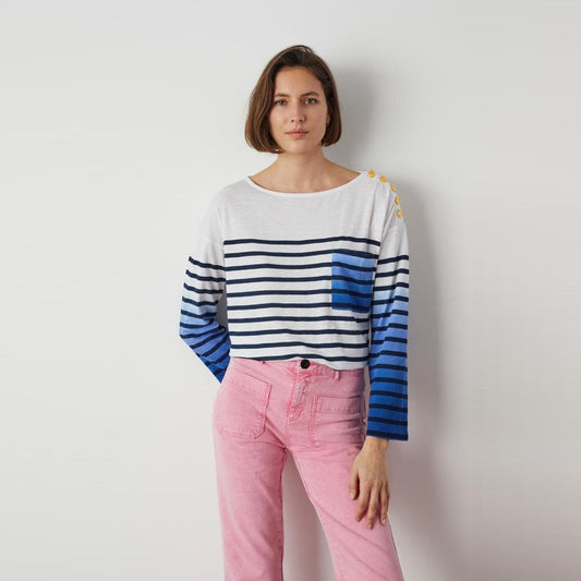 - Thill round Collar Tee - Blue