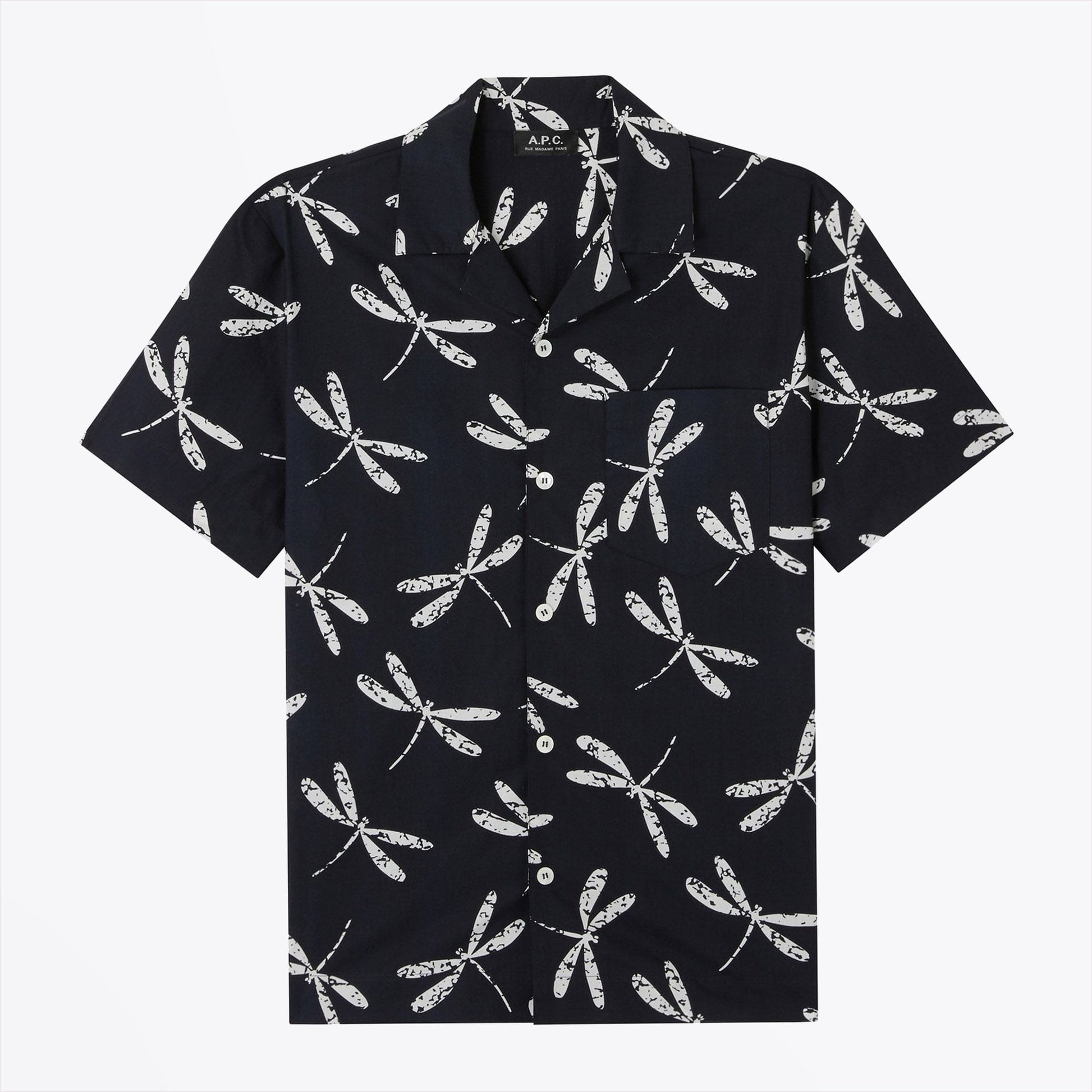 A.P.C. Edd - Dragonfly Print Shirt - Dark Navy