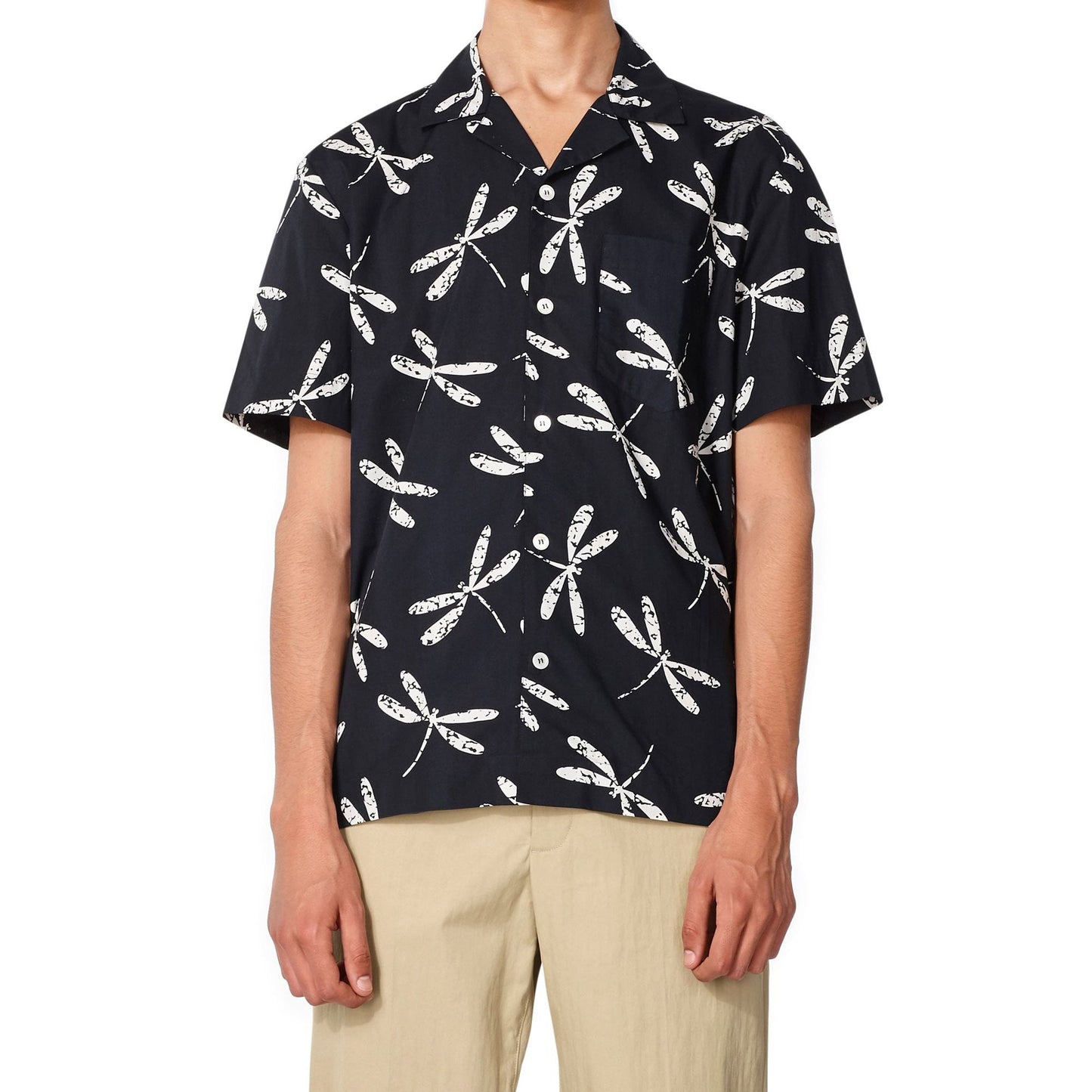 Edd - Dragonfly Print Shirt - Dark Navy