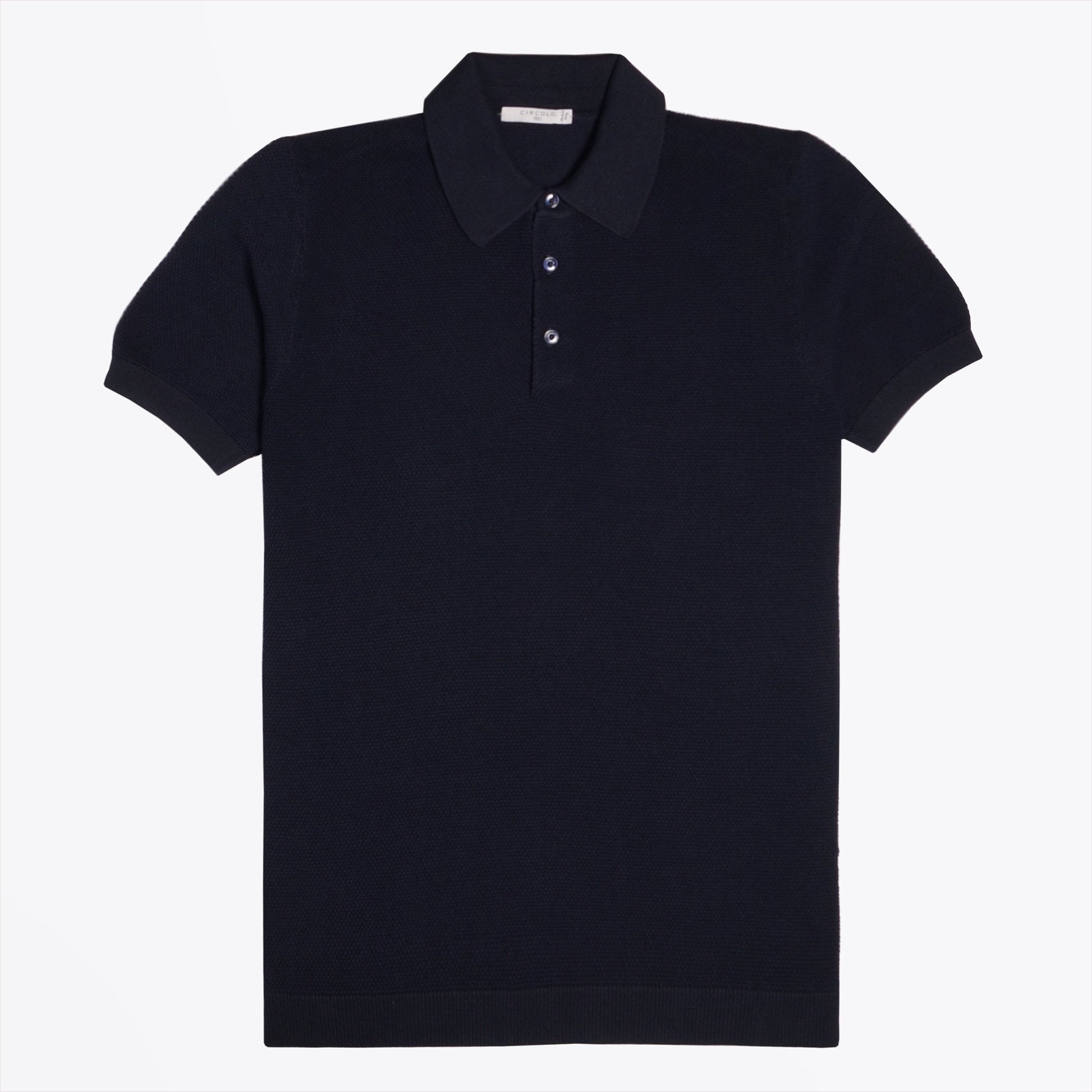 Circolo Knitted Spot Polo Shirt - Navy