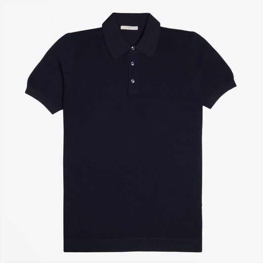 Knitted Spot Polo Shirt - Navy