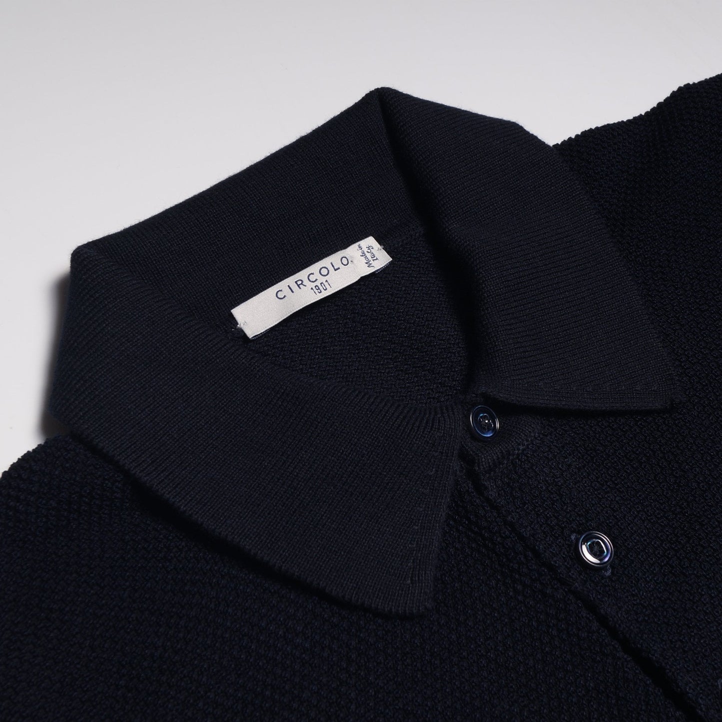 Knitted Spot Polo Shirt - Navy