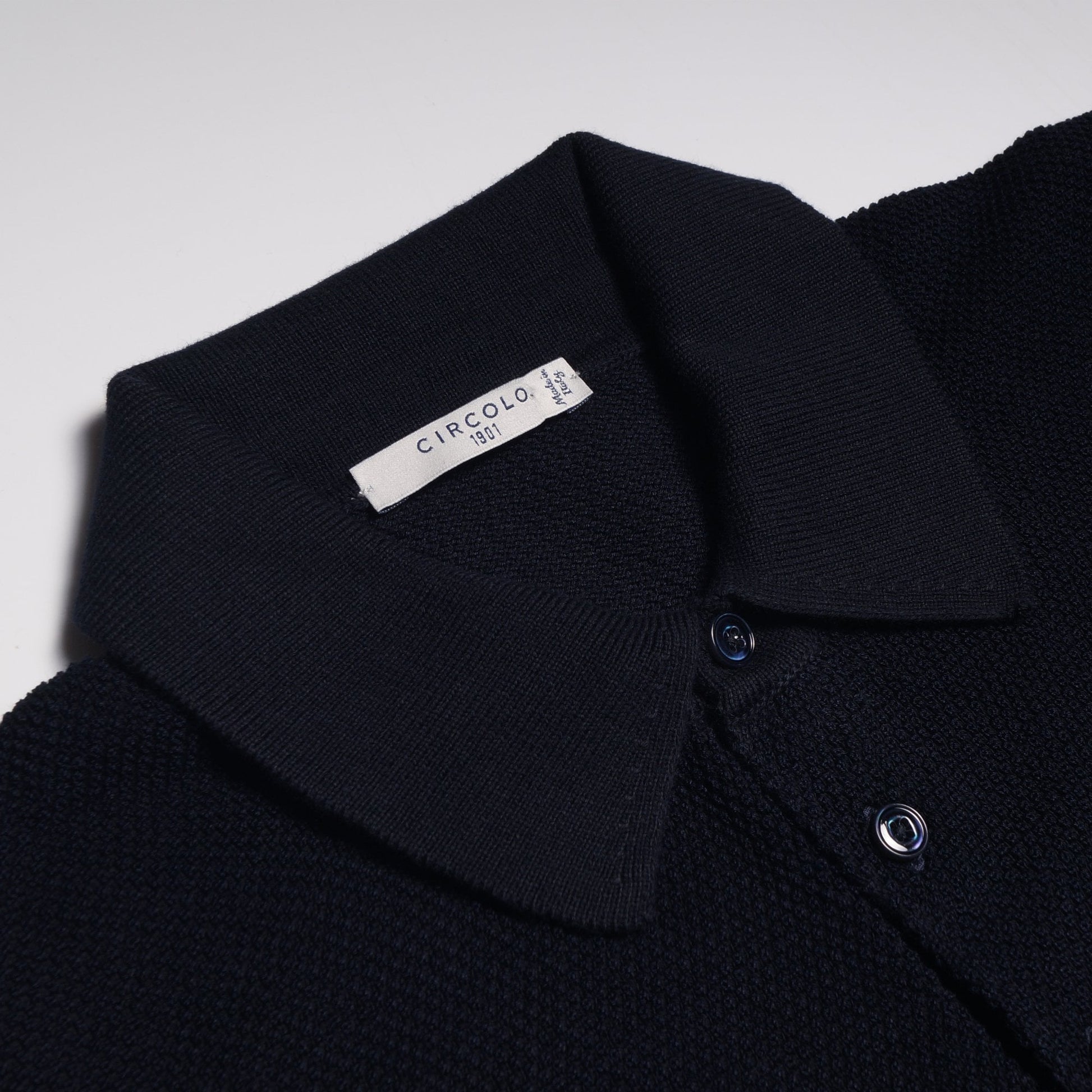 Circolo Knitted Spot Polo Shirt - Navy