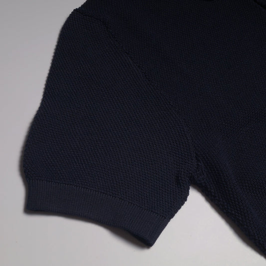 Knitted Spot Polo Shirt - Navy